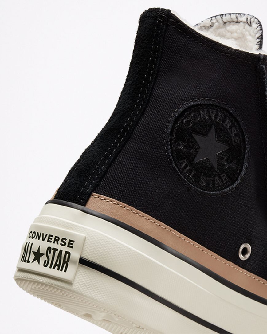 Dámské Boty Na Platformy Converse Chuck Taylor All Star Lift Raw Edge Vysoké Černé Hnědé | CZ ZYQG09